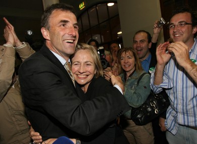 Fianna Fáil's Chris Andrews celebrates winning his Dáil seat in 2007. Andrews believes his party should seek a merger with Fine Gael.