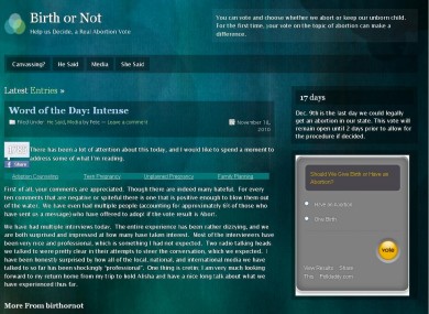 A screengrab of Birthornot.com's homepage