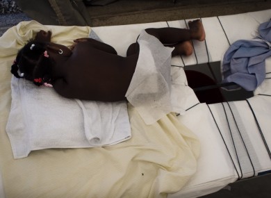 A young cholera patient awaits treatment at a MSF facility in Port-au-Prince.