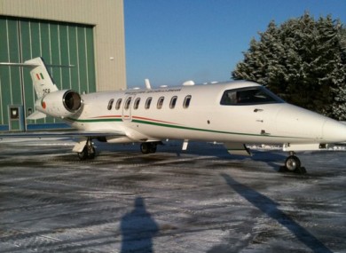 The government Learjet was used to fly a two-year old child to London for an organ transplant today.