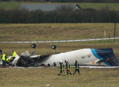The scene of the Manx2 crash at Cork Airport on 10 February, 2011.