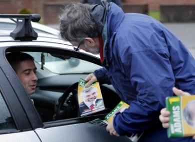 Gerry Adams canvasses in Drogheda on Tuesday, 15 February 2011.