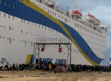 People leaving Libya by boat from Benghazi