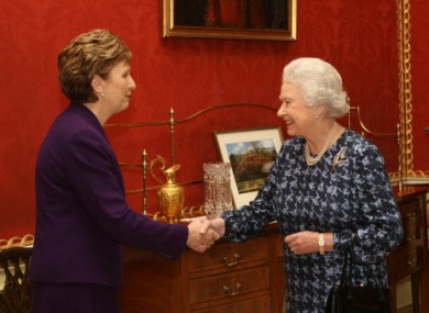 Queen Elizabeth II meeting President McAleese in Belfast in 2005.