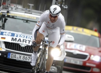 Overall winner Tony Martin (HTC-High Road) takes victory in Saturday's time trial in Paris-Nice.