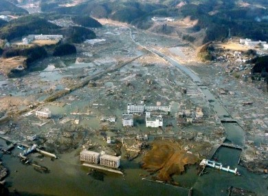 The coastal town of Minamisanriku, which lies around 55 miles away from the main epicentre, and where up to 10,000 people are missing.
