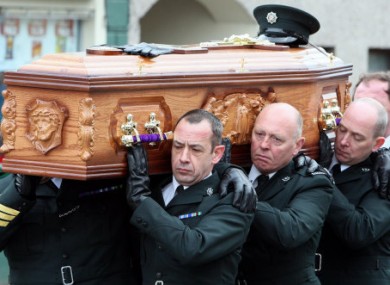 PSNI officers carrying Ronan Kerr's coffin.