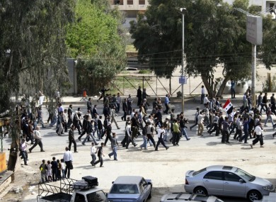 Anti-government protesters marched on Friday.