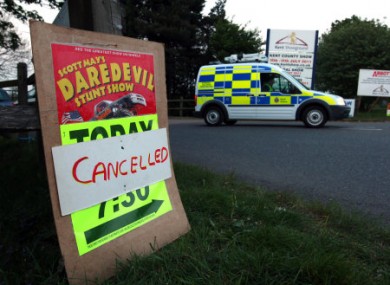 The entrance to the Kent County Showground in Detling where a man died after a safety net failed during a human cannonball stunt.