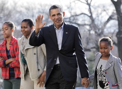 The perfect family: US President Barack Obama with wife Michelle and daughters Malia and Sasha