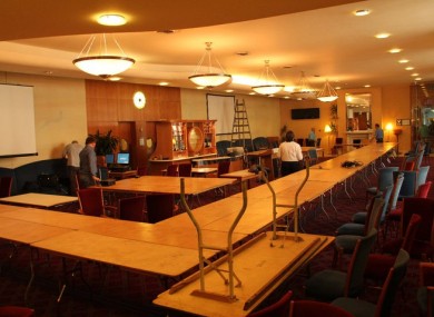 The member's restaurant at Leinster House is converted into an ad hoc count centre ahead of today's election count.