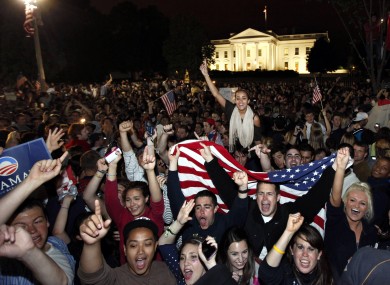 Crowds gathers outside the White House in Washington early this morning after the death of Osama bin Laden was announced.