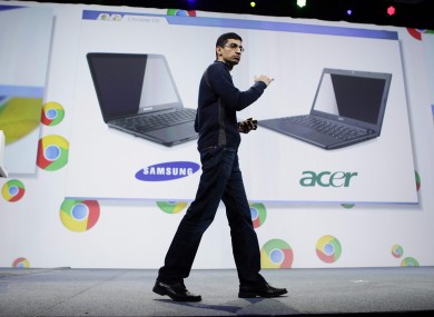Sundar Pichai, Google's vice-president for product management, launches the Chromebook at Google's I/O conference in San Francisco.