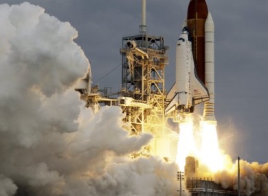 Endeavour lifting off from the Kennedy Space Centre today.