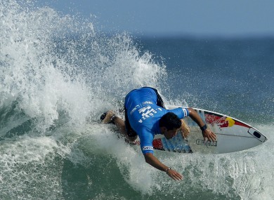 Adriano de Souza of Brazil competes in the final round of the Billabong Rio Pro men's surfing competition in Rio de Janeiro.