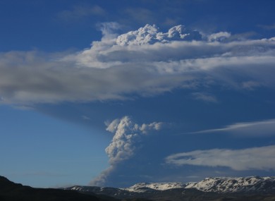 Smoke rises from the Grimsvotn volcano on Saturday