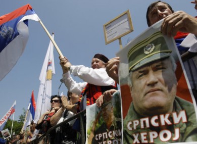 Mladic supporters protest against his arrest today in Banja Luka, about 240km north-west of Sarajevo.