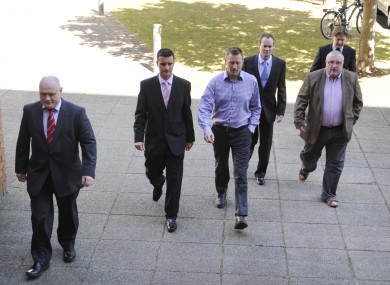 Members of IMPACT and IALPA arrive at talks earlier today.