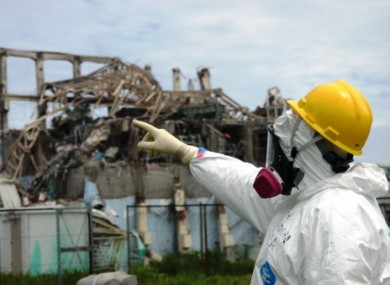One of the IAEA's fact-finding team examining Reactor 3 at the Fukushima plant last week.