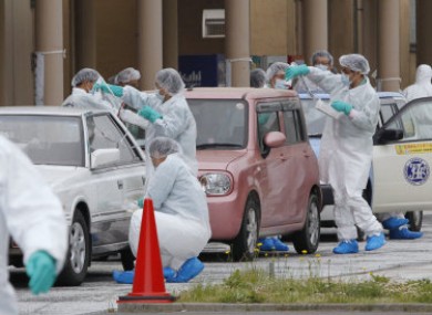 1 June 2011: Cars from areas within the exclusion zone around the Fukushima plane are screened for radiation.