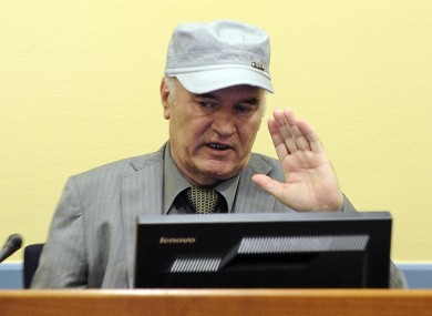 Ratko Mladic at The Hague today