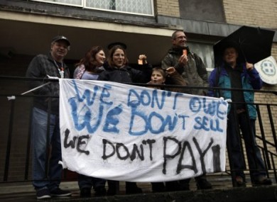 Greek protesters outside the Greek embassy in London last week.