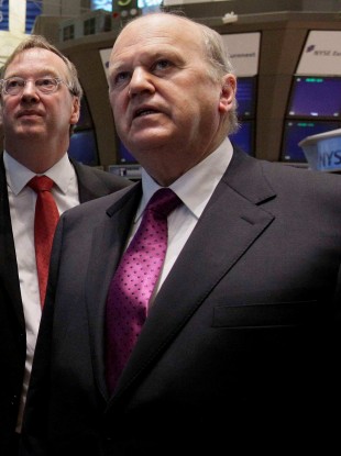 Noonan with the vice president of IDA Ireland, John Conlon on the New York Stock Exchange yesterday.