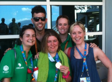 Aisling celebrates with supporters after her medal win yesterday