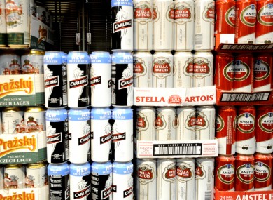 Cans of lager in a supermarket
