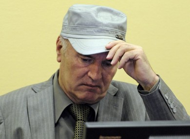 Former Bosnian Serb general Ratko Mladic appearing in the war crimes tribunal at The Hague on 2 June 2011.