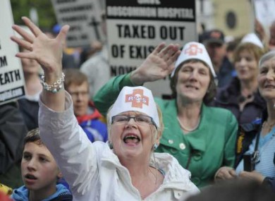 Protesters outside the Dáil this evening.