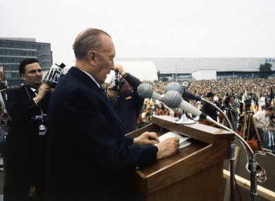 West German chancellor Konrad Adenauer was willing to swap West Berlin for land inside the East German border.