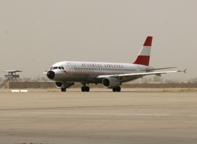 File photo of an Austrian Airlines jet. A man was arrested this morning after an AA flight was forced to divert to Shannon.