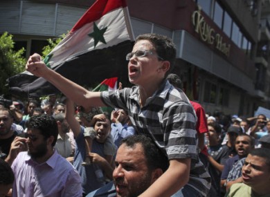 A protest against the Syrian government by pro-reform supporters in Cairo, Egypt, on 5 August.
