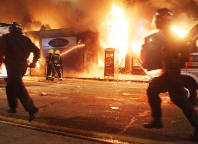 Riot police in Tottenham after trouble flared on August 6
