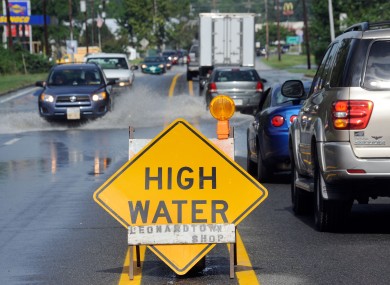 A road sign in Leonardtown, Maryland, one of the states affected by the extreme weather.
