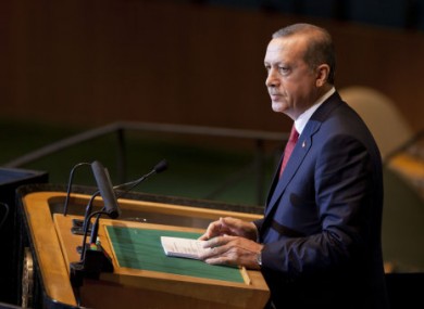 Turkish Prime Minister Recep Tayyip Erdogan speaks at the UN General Assembly last week.