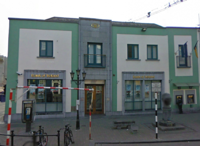 The Bank of Ireland on Parliament Street in Kilkenny, where former Kilkenny hurler Adrian Ronan was asked to take €3m by a gang who kidnapped his wife.