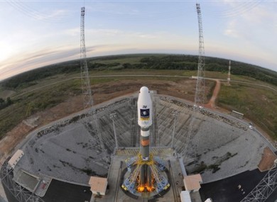 Russia's Soyuz VS01 sitting on the launch pad on Wednesday.