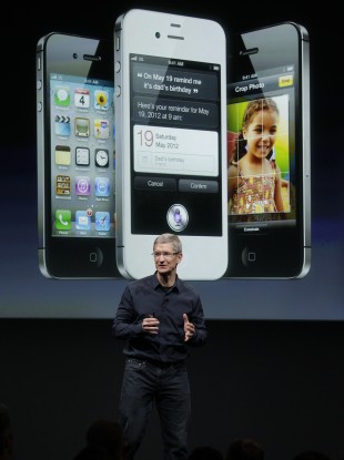Apple CEO Tim Cook at the launch of the new iPhone 4S