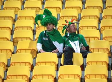 Irish fans dejected in Wellington on Saturday.