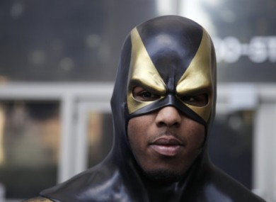 Phoenix Jones/Ben Fodor appearing outside court yesterday.