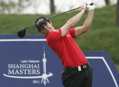 Rory McIlroy tees off on the third hole during the first round of the Lake Malaren Shanghai Masters.