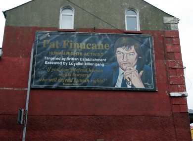 Republican mural of the late Pat Finucane on the Falls Road, Belfast in 2004.