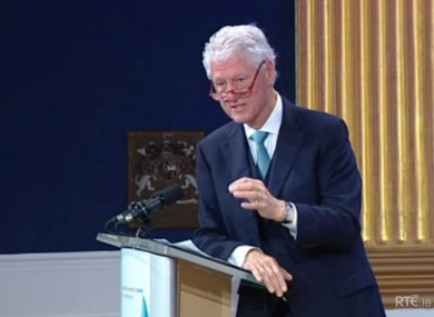Clinton addressing the Global Irish Forum today