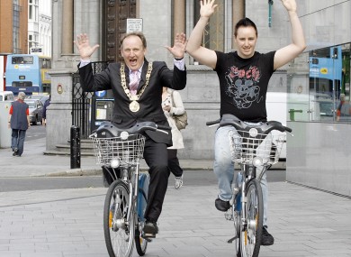 Former Lord Mayor of Dublin Gerry Breen on a Dublin Bike in 2010 to celebrate the millionth journey