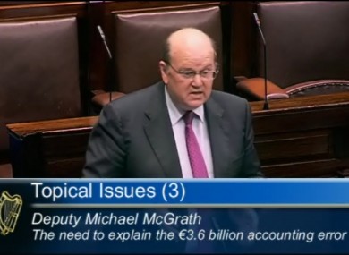 Michael Noonan explaining the accounting error in the Dáil this evening