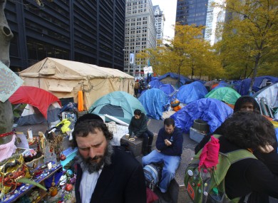 The encampment at Zuccotti Park on Monday