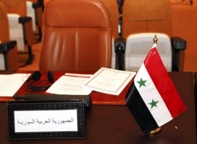 The empty seat of Syria's delegate at today's Arab League meeting in Morocco.