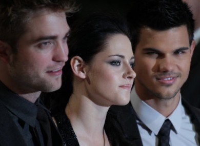 Twilight stars Robert Pattinson, Kirsten Stewart and Taylor Lautner at the Breaking Dawn premier in London.